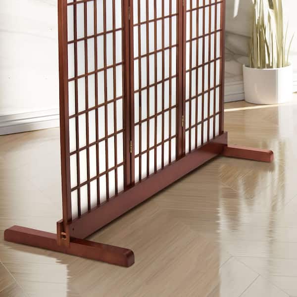 Oriental Furniture Walnut 3-Panel Room Divider Stand
