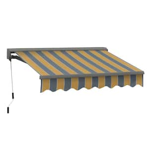 10 ft. Classic C Series Semi-Cassette Electric w/ Remote Retractable Patio Awning(98in. Projection) Yellow//Gray Stripes