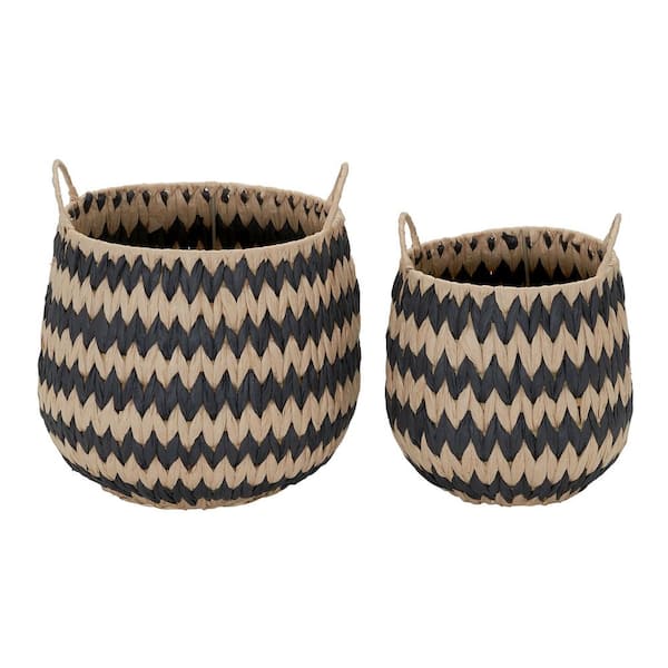 Woven Basket Natural with Black Pattern (Set of 2)