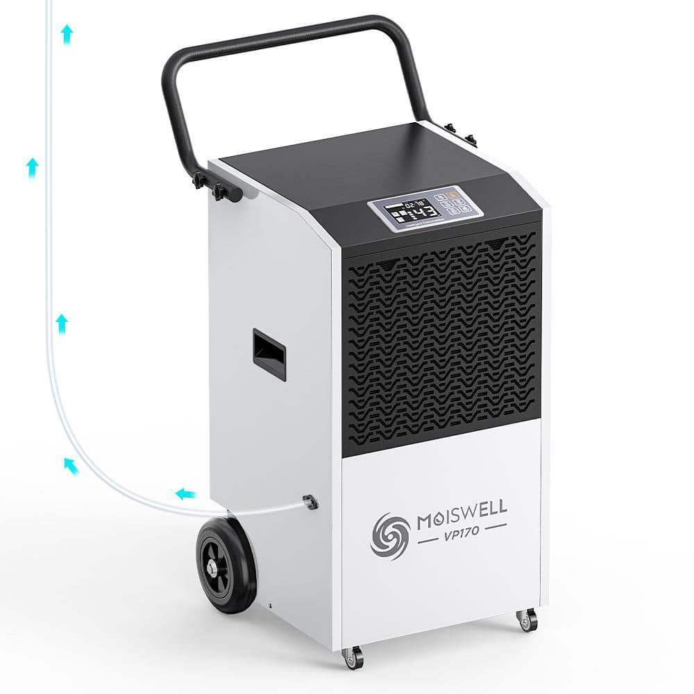 Moiswell 170 pt. 7,500 Sq. Ft. Bucket Less Commercial Dehumidifier
