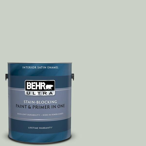 BEHR ULTRA 1 gal. #UL210-9 Mild Mint Satin Enamel Interior Paint and Primer in One