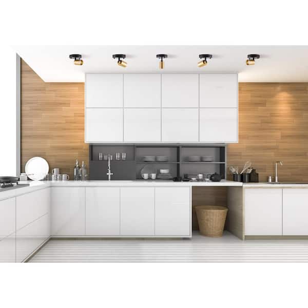 Shura 1-Light Black and Brass Integrated LED Monopoint Wall Sconce Spotlight w/ Rotatable Light Head, 3000K, 490LM