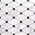Diapson White Carrara and Black 11.87 in. x 13 in. Polished Marble Mosaic Tile (1.07 sq. ft./Sheet)