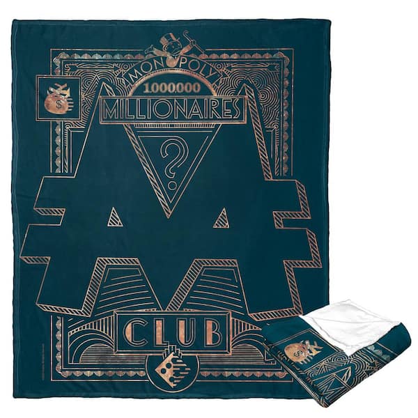 Teamson Kids Hasbro Monopoly Silk Touch Throw Blanket Millionare Club