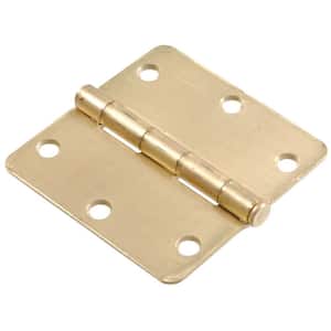 3-1/2 in. Satin Brass Residential Door Hinge with 1/4 in. Round Corner Removable Pin Full Mortise (9-Pack)