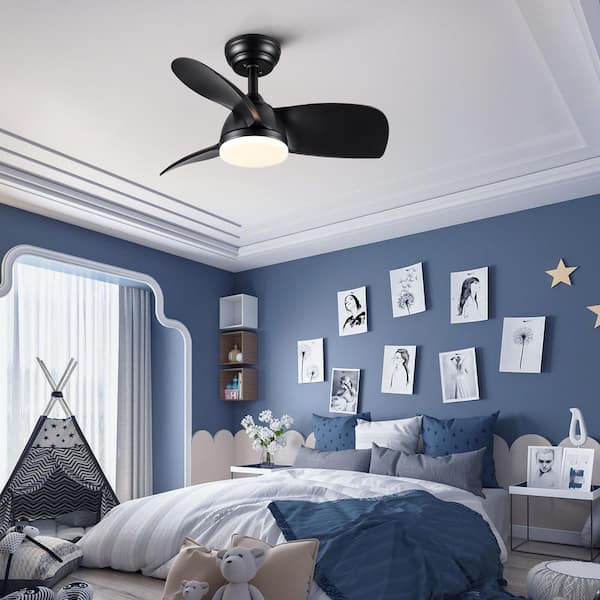 28 in. Intergrated LED Ceiling Fan Lighting with Black ABS Blade