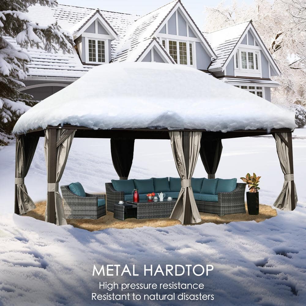 Kozyard 12' x 20' Brown Aluminum Hardtop Gazebo