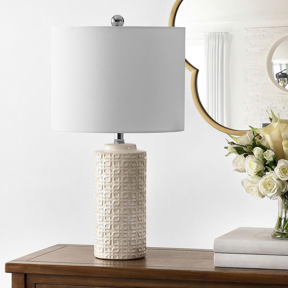 Artef 24" White Ceramic Table Lamp Set with LED Bulbs