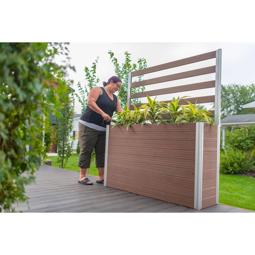 Espresso Brown Vinyl Large Planter Box with Trellis