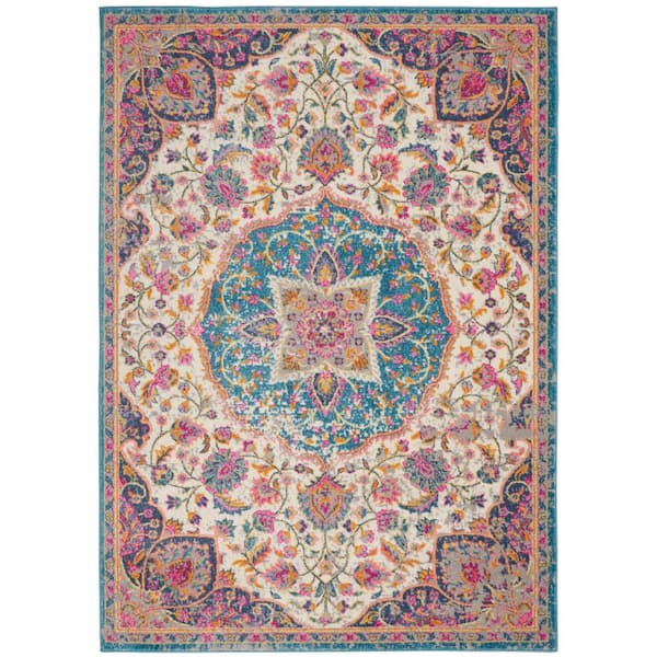 Nourison Passion Ivory/Multi 8 ft. x 10 ft. Persian Medallion Transitional Area Rug