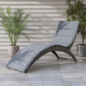 Norris Fabric Metal Outdoor Chaise Lounge with Gray Cushions