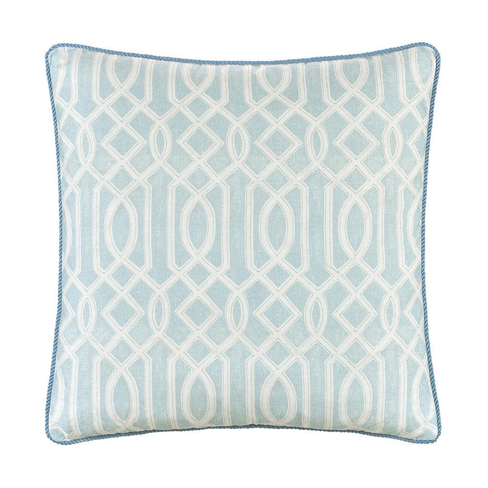 Edie@Home Indoor & Outdoor Fishnet Pleat Light Blue 18x18 Decorative Pillow