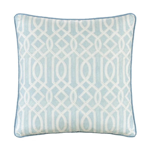 Waverly Mudan Blue Floral Cotton 18 in. W x 18 in. L Decorative Throw Pillow