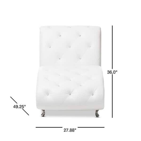 Baxton Studio Pease Glam White Faux, White Faux Leather Chaise Lounge