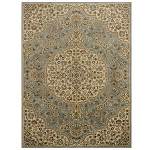 Royalty Medallion Blue/Ivory 5 ft. x 7 ft. Geometric Area Rug