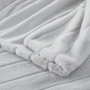 Stone Gray Faux Fur Throw Blanket