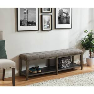 Worrell Gray Tufted Upholstered Bench