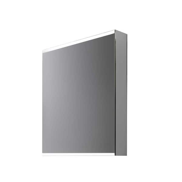 Whatseaso 20 in. W x 26 in. H Medium Rectangular Silver Aluminum Surface Mount Medicine Cabinet with Mirror and LED Lighting