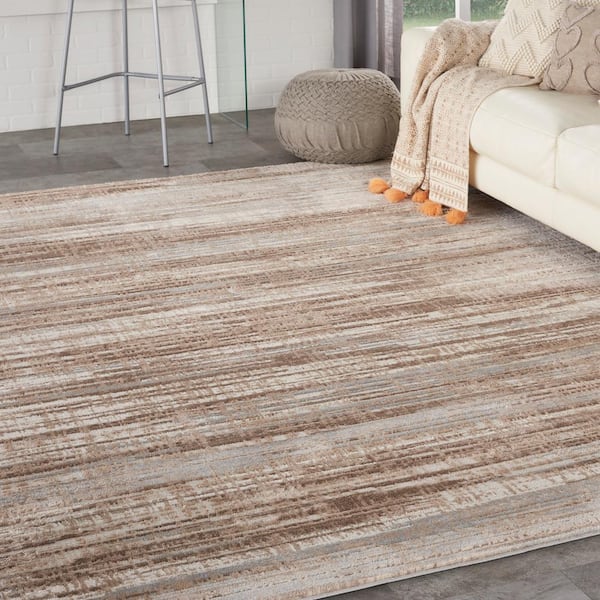 Elation Ivory Grey 10 ft. x 14 ft. Floral Medallion Contemporary Area Rug