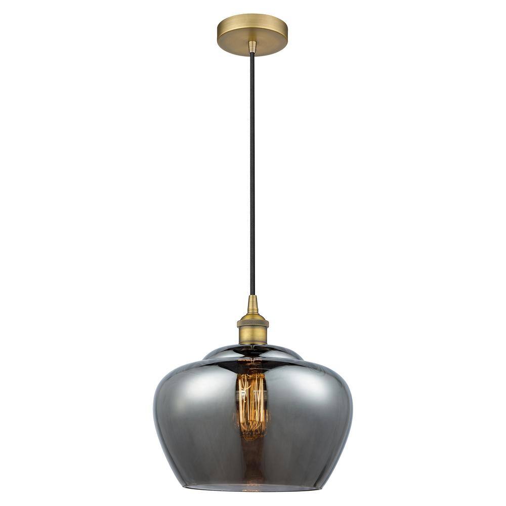 Fenton 60-Watt 1-Light Brushed Brass Standard Mini Pendant Light Smoked Glass Shade price history on PriceWatchPro