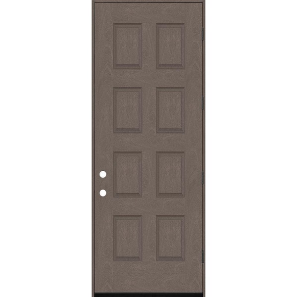 Steves & Sons Regency 36 in. x 96 in. 8-Panel LHOS Ashwood Stain Mahogany Fiberglass Prehung Front Door