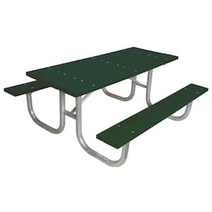6 ft. Green Commercial Park Recycled Plastic Portable Table and Surface Mount