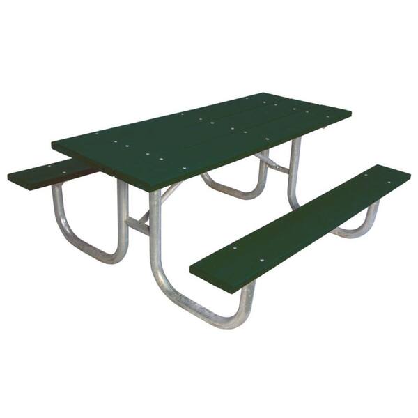 Ultra Play 6 ft. Green Commercial Park Recycled Plastic Portable Table and Surface Mount