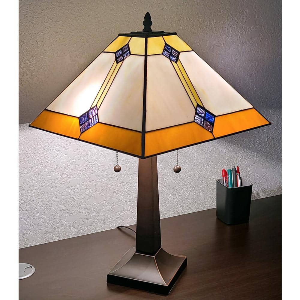 21" Bronze Stained Glass Mission Style Table Lamp