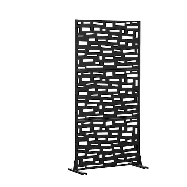 Dovelina Gerald 72 in. Galvanized Steel Garden Fence Outdoor Privacy Screen Garden Screen Panels in Black