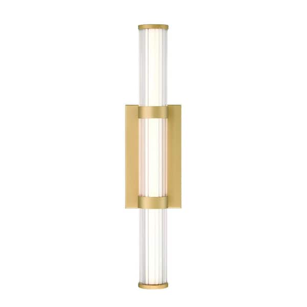Fayton 21 in. 1-Light Gold LED Wall Sconce with Clear Glass Shade