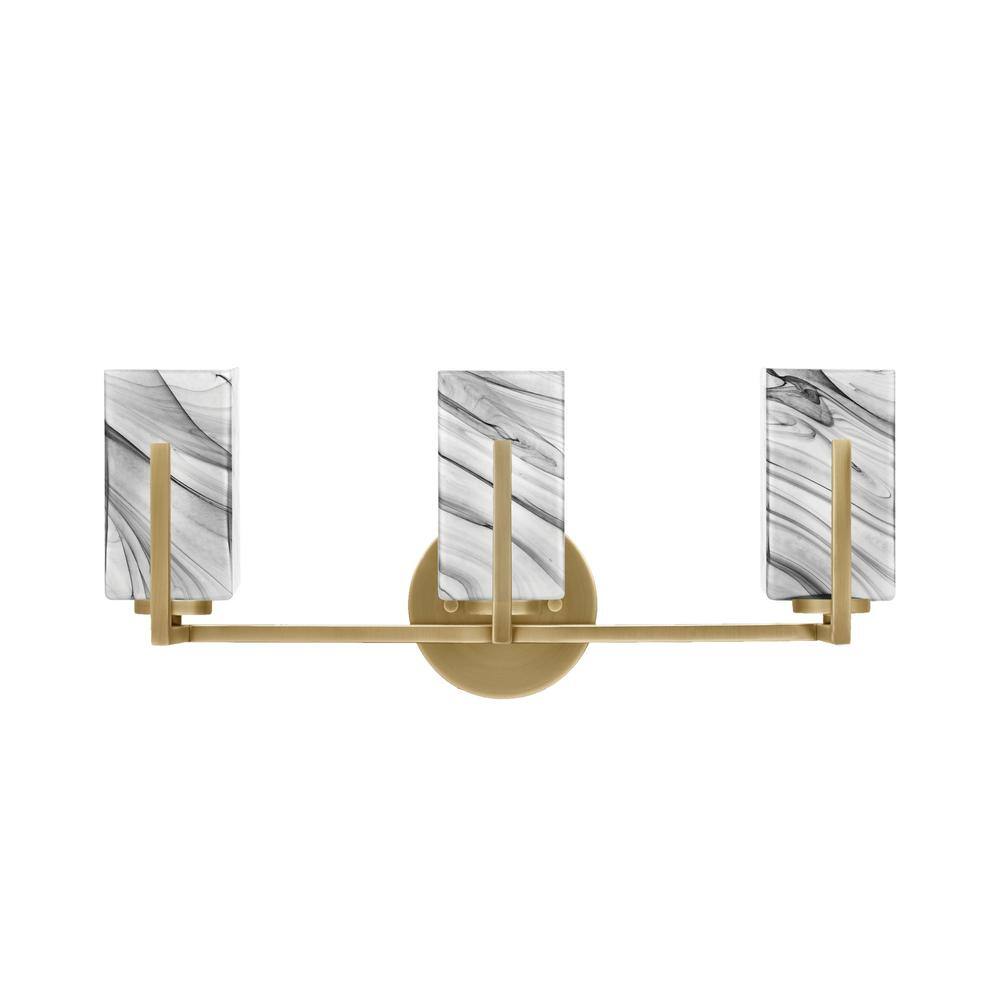 Cottonwood 20.75 in. 3-Light Vanity Light New Age Brass with 3.5 in. Square