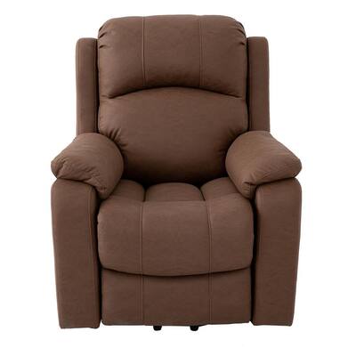 37 in. Width Brown Microfiber Power Lift Standard Adjustable Recliner with Side Pockets
