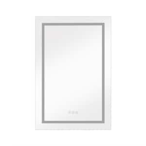 24 in. W x 36 in. H Rectangular Matt Black Aluminium Wall Surface Mount Medicine Cabinet with Mirror and LED Light