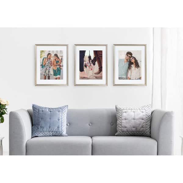 Adlynn 14 in. x 18 in. matted to 11 in. x 14 in. Silver Picture Frames (Set of 3)