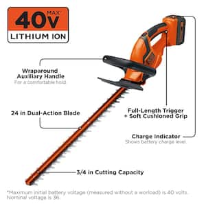 40V MAX Cordless Battery Powered Hedge Trimmer Kit with (1) 1.5Ah Battery & Charger