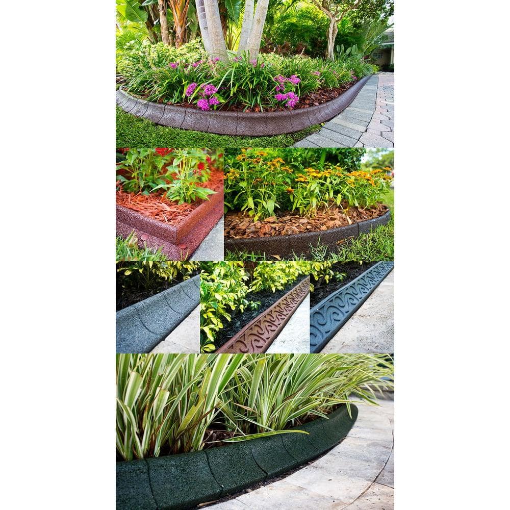 EcoBorder Grey Recycled Rubber 4ft Landscape Edging (4-Pack)