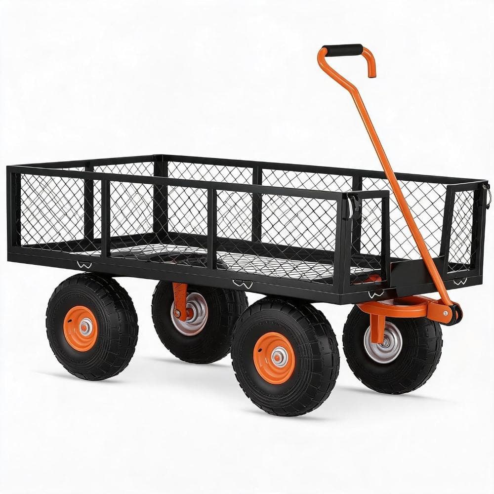 Garden Cart Utility Wagon Heavy Duty Steel, 500 LBS Capacity Pull-Behind Yard Wagon with Removable Sides & Swivel Handle price history on PriceWatchPro