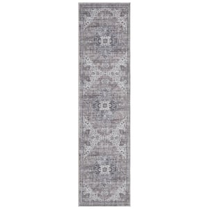 Callaghan Esther Grey 2 ft. x 7 ft. Medallion Machine Washable Area Rug