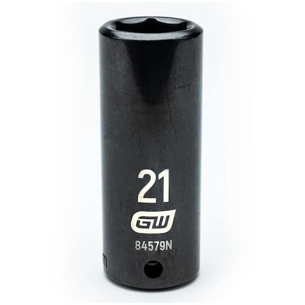 GEARWRENCH 1/2 in. Drive 6 Point Metric Deep Impact Socket 21 mm 84579N ...