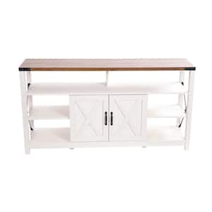 31.75 in. White/Oak Entertainment Center Drawer Fits Up to in.