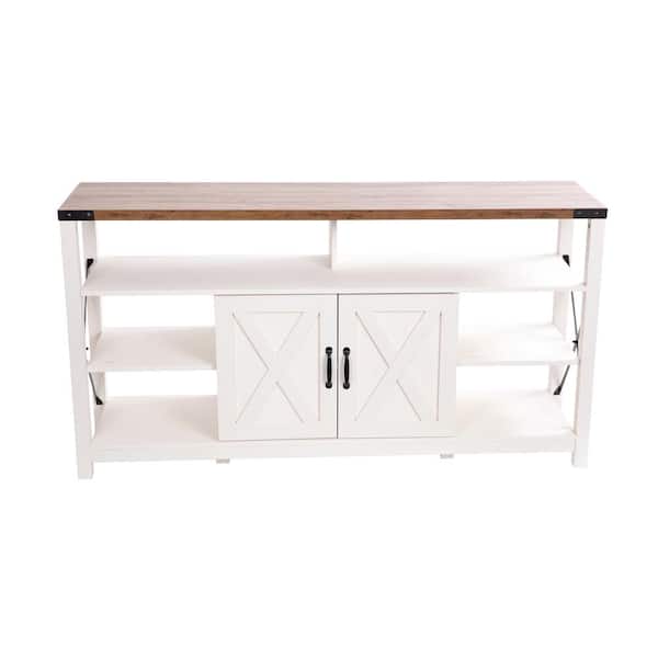 Carnegy Avenue 31.75 in. White/Oak Entertainment Center Drawer Fits Up to in.