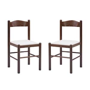 Stuhr Walnut Solid Wood Classis Back Side Chair with Padded Upholstered Seat(Set of 2)