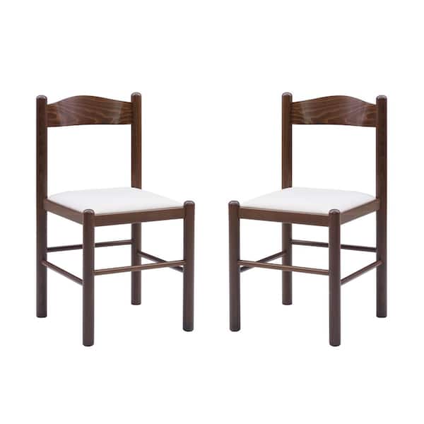 Linon Home Decor Stuhr Walnut Solid Wood Classis Back Side Chair with Padded Upholstered Seat(Set of 2)