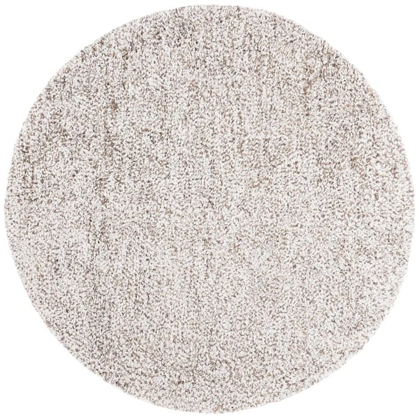 SAFAVIEH Berber 6 ft. x 6 ft. Ivory/Brown Abstract Speckled Round Area Rug