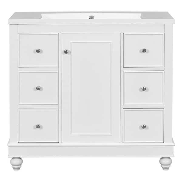 Aoibox 35.28 in. W x 16.2 in. D x 32.87 in. H Bath Vanity Cabinet without Top in White