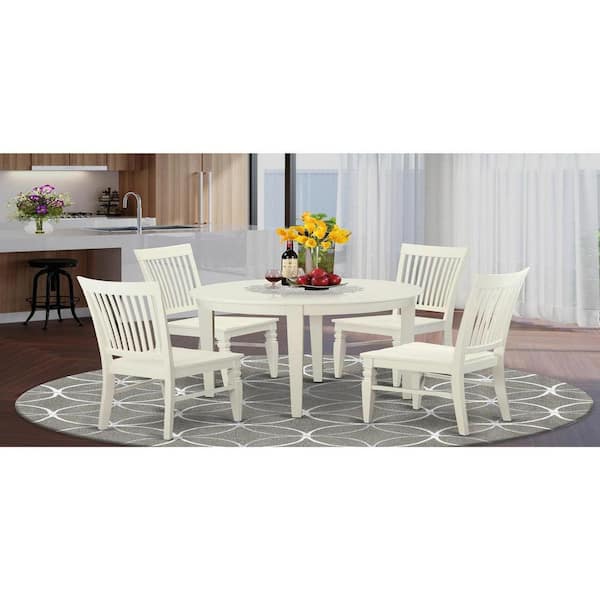 East West Furniture 5-Piece Buttermilk and Cherry Solid Wood Top - Dining Room Set - Seats 4