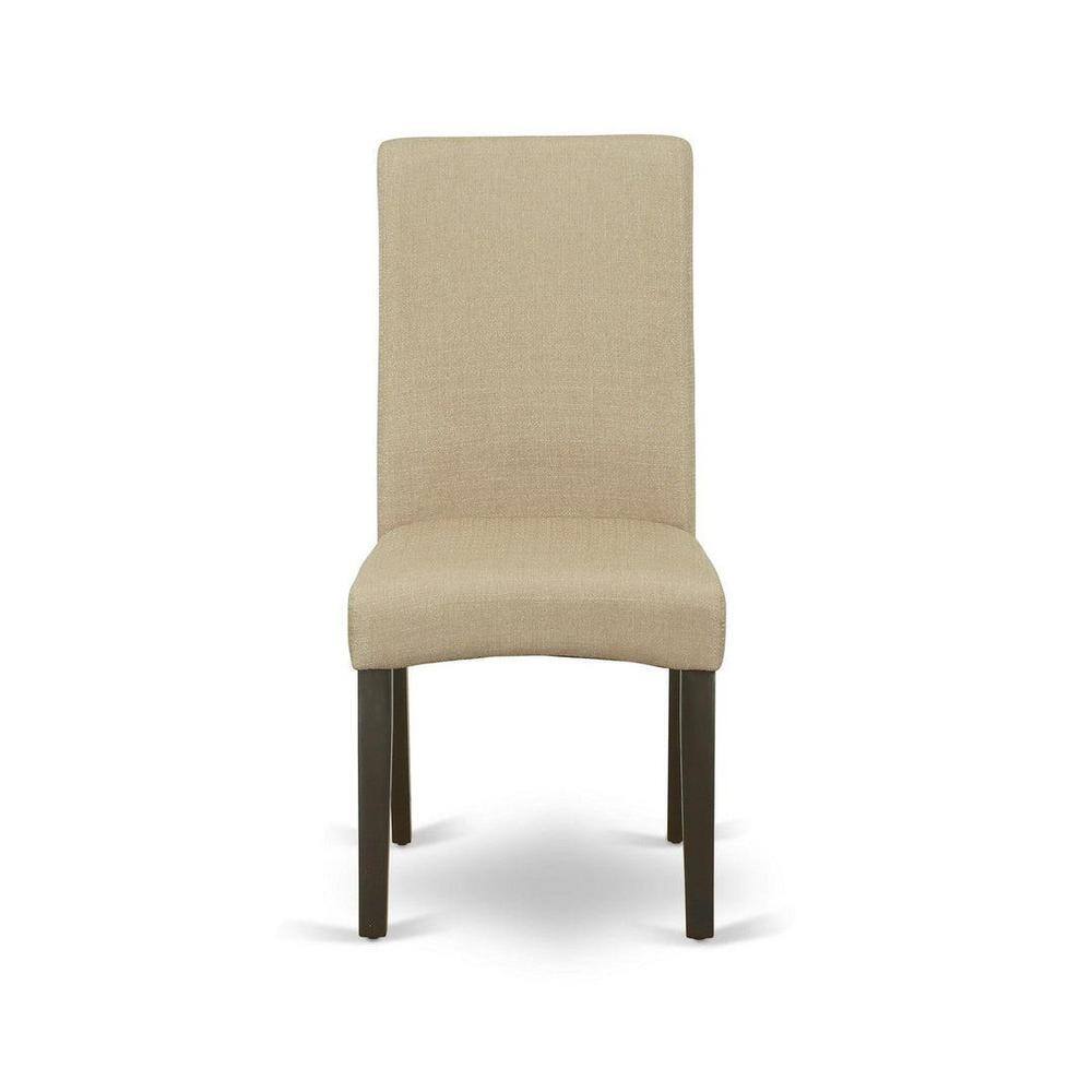 Cappuccino Finish 5-Piece Butterfly Leaf Dining Set with Linen Fabric Chairs