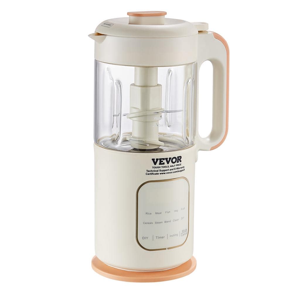 VEVOR Baby Food Maker, 10.5 oz. Single Speed Baby Food Processor, SUS304 Stainless Steel 4Blade