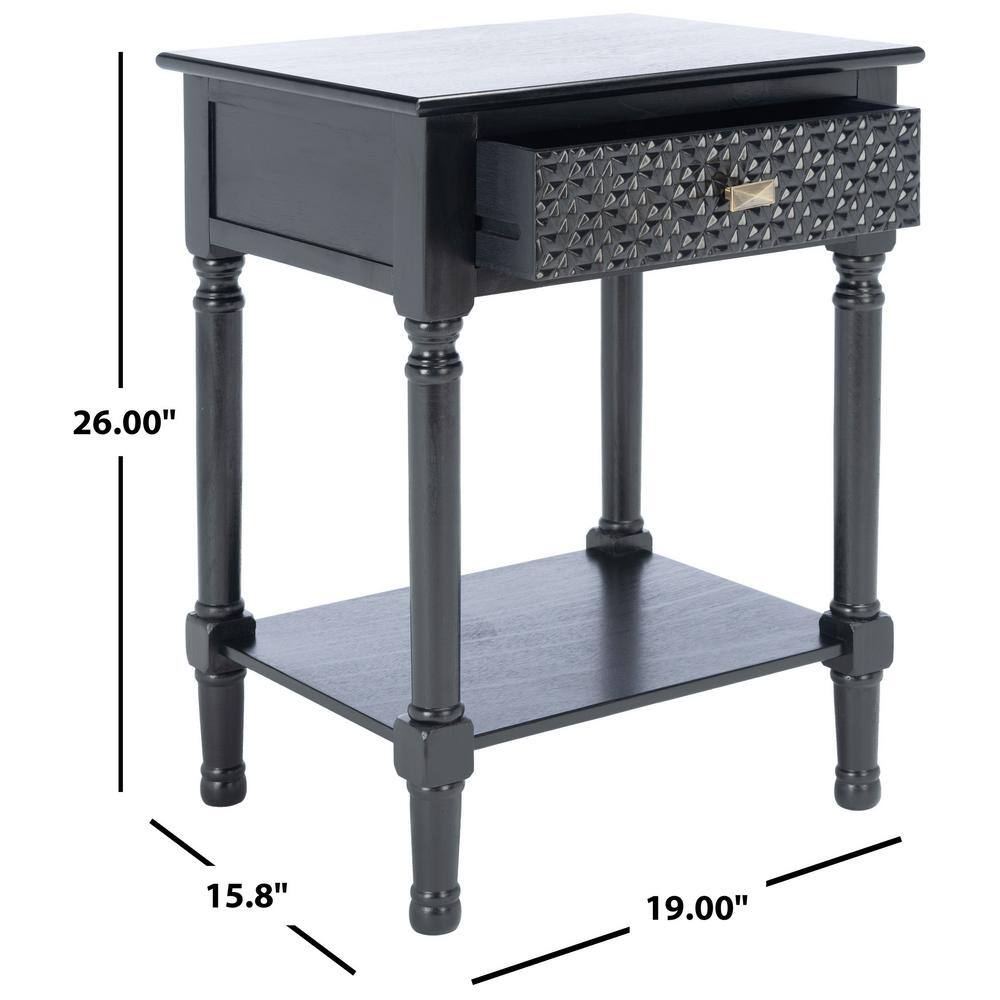 Halton Black Wood 22" Rectangular Accent Table with Storage