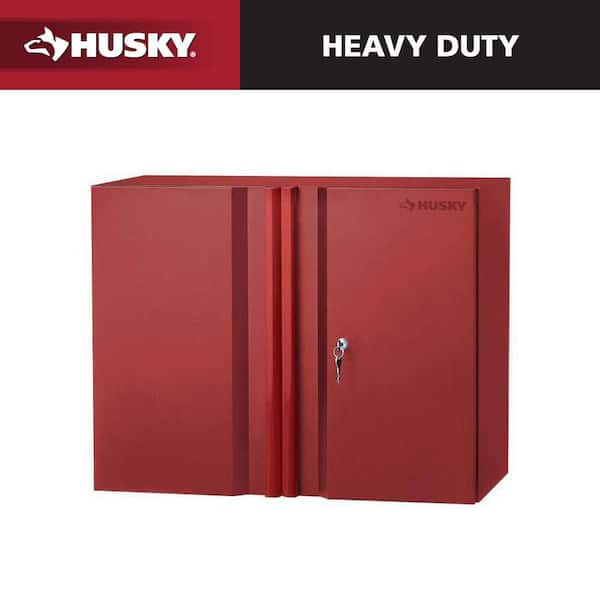 Heavy Duty 28 in. W x 22 in. H x 14 in. D 2-Shelf 20-Gauge Steel Wall Mounted Garage Storage Cabinet in Red